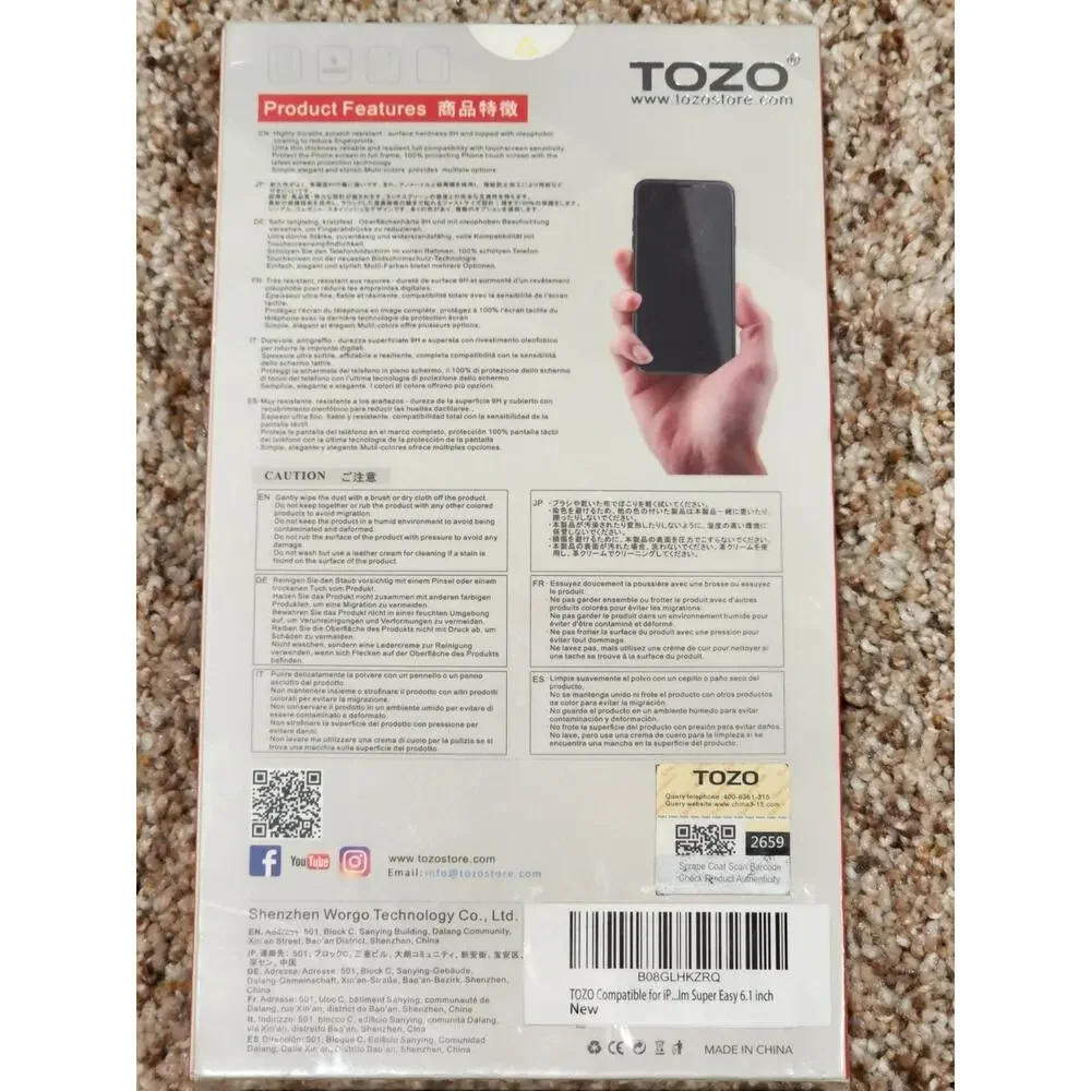 TOZO for iPhone Screen Protector 3 Pack Tempered Glass 9H Hardness 2.5D